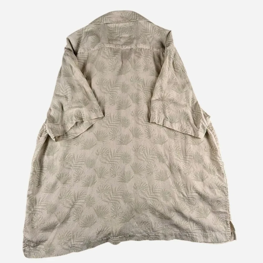 Nat Nast Silk CottonMen's Gray Palm Trees Hawiian Short Sleeve Button‎ Up XL - Picture 2 of 5